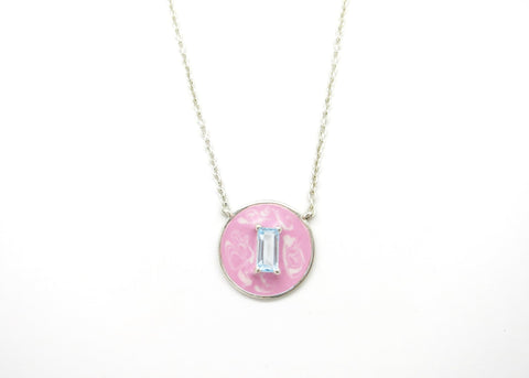 March (enamel marbling birthstone necklace) - Lai