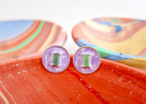 May (enamel marbling birthstone earrings) - Lai