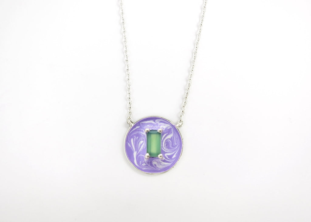 May (enamel marbling birthstone necklace) - Lai