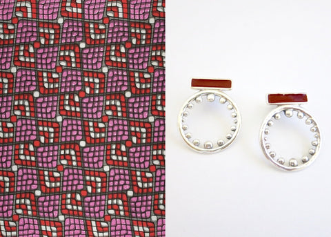 Mosi round enamel earrings - Lai