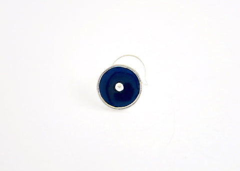 NEW! Chic, round navy-blue enamel nose pin - Lai