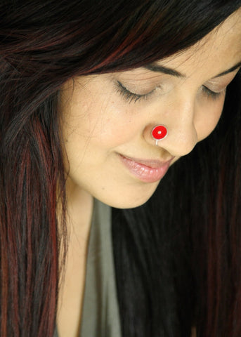 NEW! Chic, round red enamel nose pin - Lai