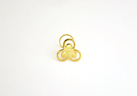 Gold-plated, elegant, three-circle nose pin
