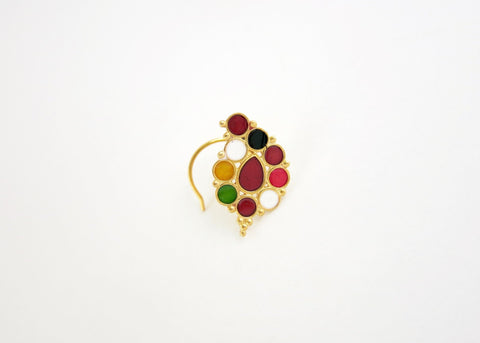 Gold-plated, traditional 'ambi' enamel nose pin