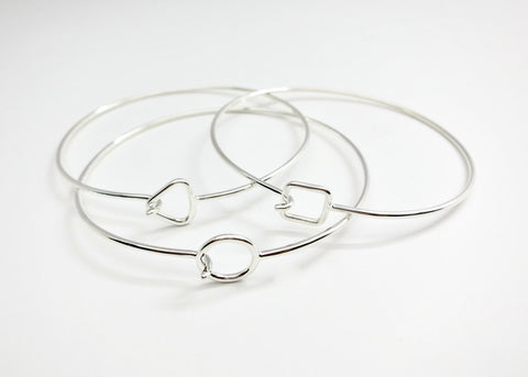 Minimalist chic bangles- wear with or without charms- solo or stacked