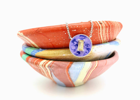 November (enamel marbling birthstone necklace)