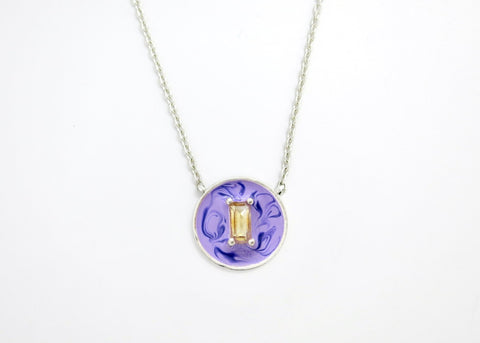 November (enamel marbling birthstone necklace) - Lai