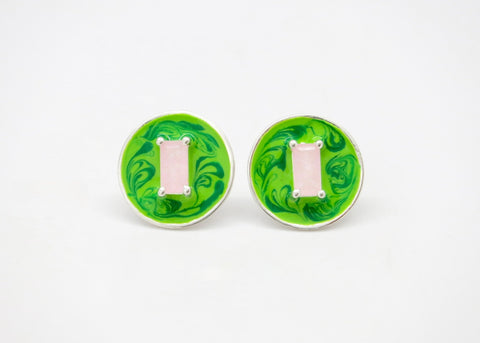 October (enamel marbling birthstone earrings) - Lai