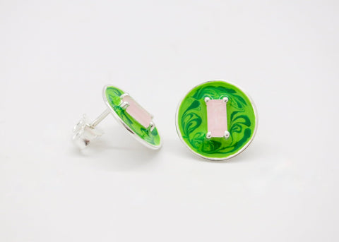 October (enamel marbling birthstone earrings) - Lai