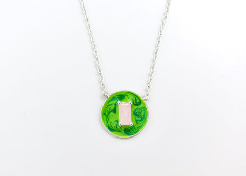 October (enamel marbling birthstone necklace) - Lai