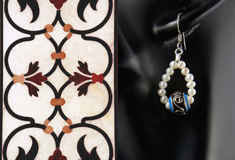 Playful, pearl loop earrings with enamel bead (available in 2 colorways)