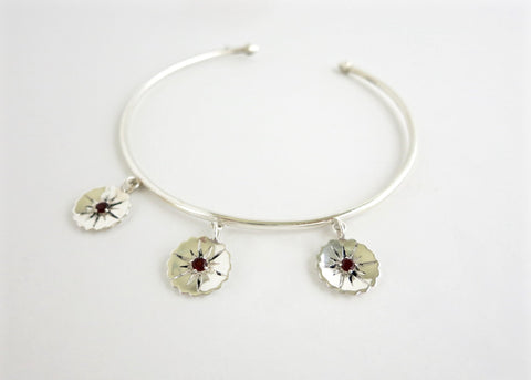 Ravishing, bangle anklet with 3 dangling floral units- can also be worn as an arm band - Lai