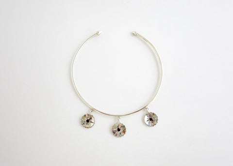 Ravishing, bangle anklet with 3 dangling floral units- can also be worn as an arm band - Lai