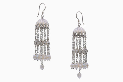 Ravishing, long pearl jhumkas/chandelier earrings - Lai