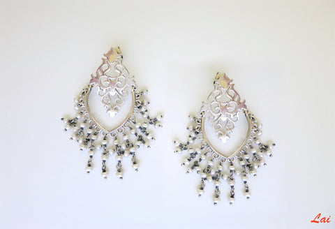 Ravishing, pearl-fringed chandelier earrings - Lai