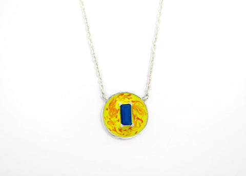 September (enamel marbling birthstone necklace)