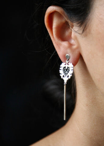 Sleek, contemporary, two-tone 'Zeenat' earrings - Lai