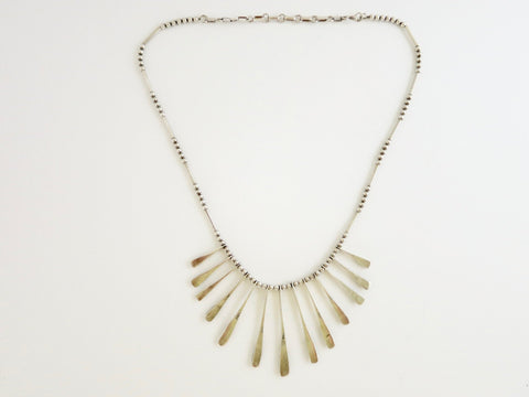Sophisticated, onyx inlaid, modernist drape necklace from Mexico - Lai