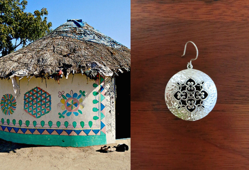 Soulful and chic, Kutch-inspired jali and hammer finish round earrings - Lai
