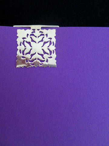 Square, floral pattern, cutwork Bookmark