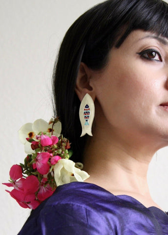 Statement, large 'Matsya' (fish) earrings - Lai