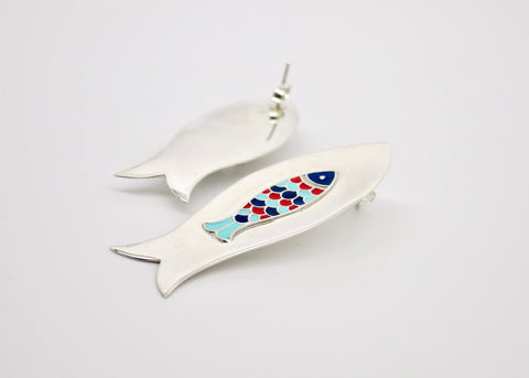 Statement, large 'Matsya' (fish) earrings - Lai