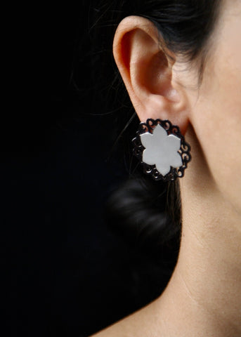 Statement, two-tone, lotus studs - Lai