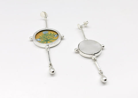 Stunning, asymmetrical, long-short, Mughal floral 'khasakhas' (poppies) earrings - Lai