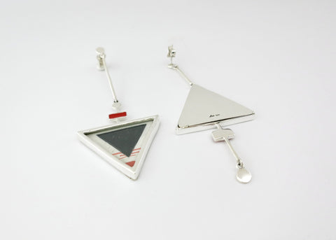Stunning, asymmetrical, long, Tantric art earrings - Lai