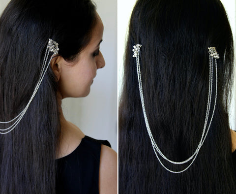 Stunning, conversation-starting, traditional, Indian clipped chain hair ornament - Lai