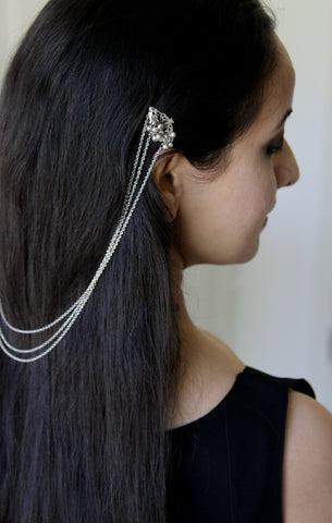 Stunning, conversation-starting, traditional, Indian clipped chain hair ornament - Lai