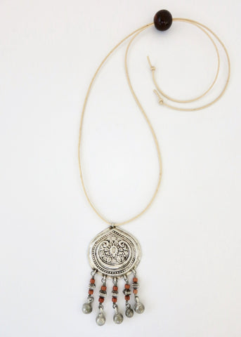 Stunning, coral-fringed, tribal pendant from Uzbekistan - Lai