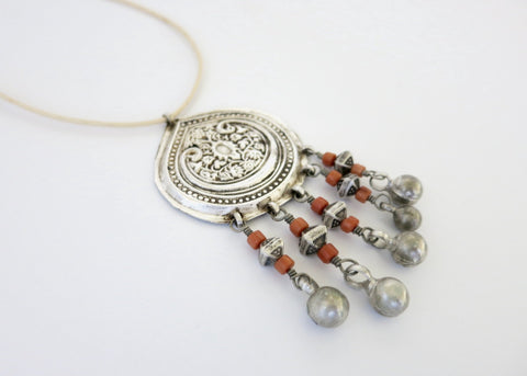 Stunning, coral-fringed, tribal pendant from Uzbekistan - Lai