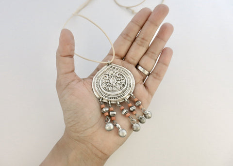 Stunning, coral-fringed, tribal pendant from Uzbekistan - Lai