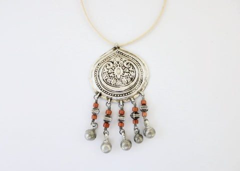 Stunning, coral-fringed, tribal pendant from Uzbekistan - Lai