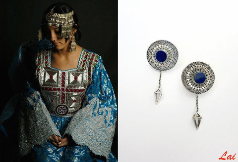 Stunning, detachable lapis earrings that can be worn 4 ways - Lai