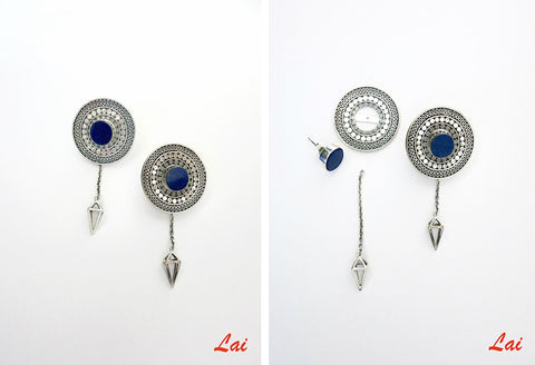 Stunning, detachable lapis earrings that can be worn 4 ways - Lai