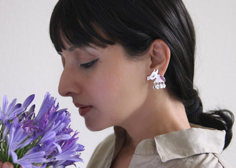 Stunning, folksy 'Ashva' (horse) earrings - Lai