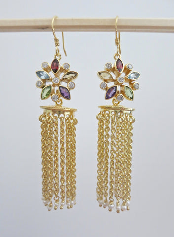 Stunning gold-plated detachable cascading chains jhumkas - Lai
