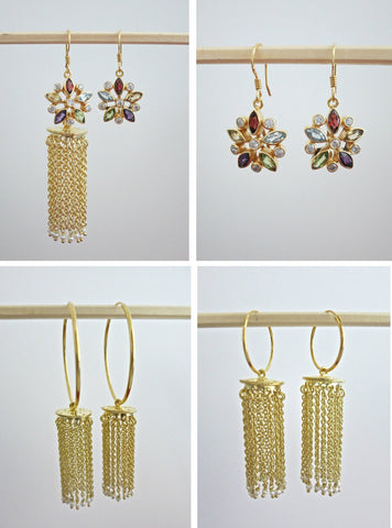 Stunning gold-plated detachable cascading chains jhumkas - Lai