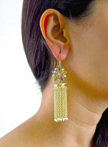 Stunning gold-plated detachable cascading chains jhumkas - Lai