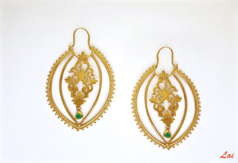 Stunning, gold-plated, navette hoops - Lai