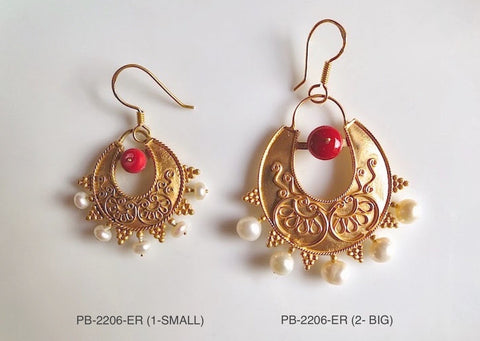 Stunning, Greek inspired, coral and pearl gold plated earrings - Lai