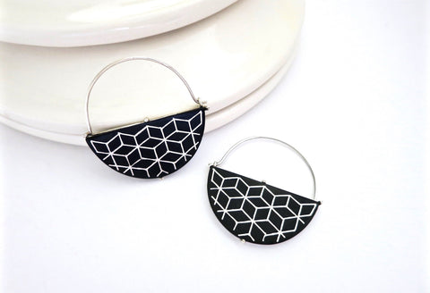 Stunning half moon statement Bidri hoops