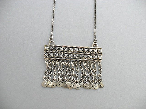 Stunning, Kashmiri, neo-tribal, rectangular fringe pendant necklace