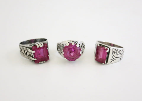 Stunning Pashtun rings with pink stones - Lai