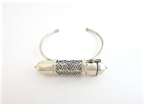 Stunning, tribal-chic, tubular sterling silver amuletic bracelet