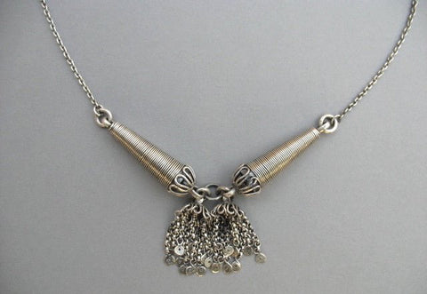 Stunning, unique, twin conical units Kashmiri tassel necklace