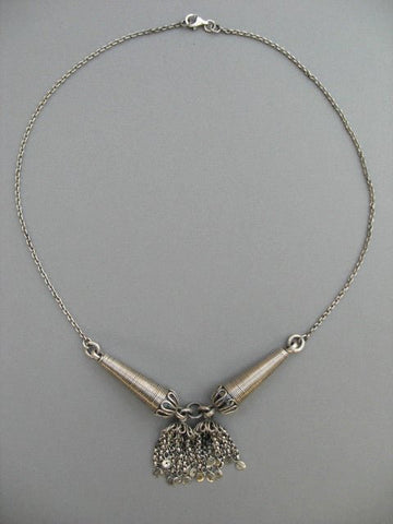 Stunning, unique, twin conical units Kashmiri tassel necklace - Lai