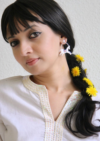 'The Ashwins'; whimsical prancing horse earrings - Lai